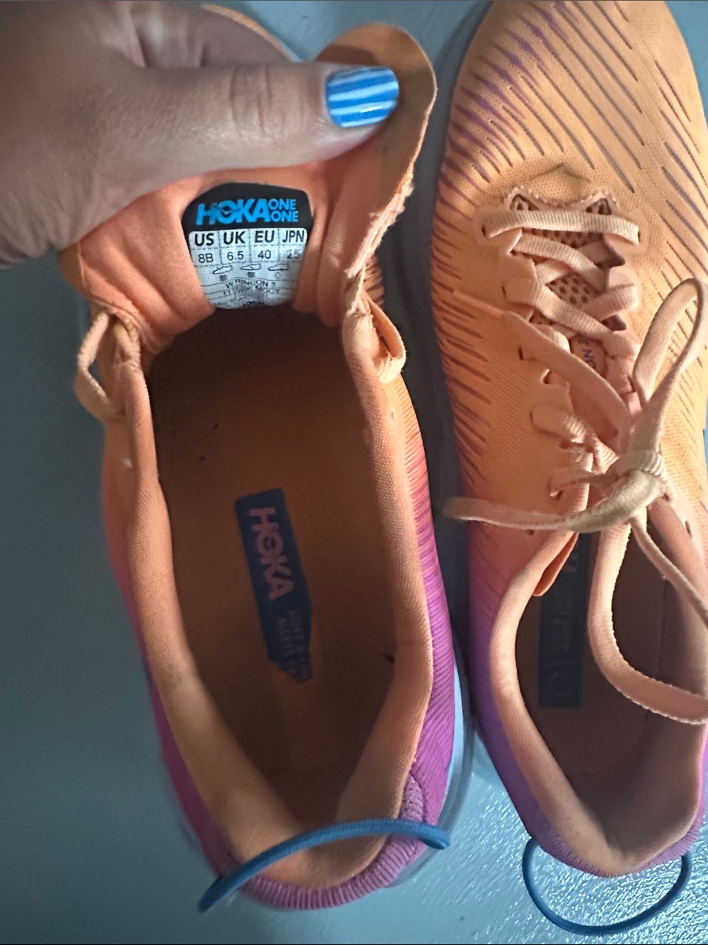 Hoka Rincon 3 Orange Blue Pink Women’s 8 Running Walking Colorful - Picture 7 of 10